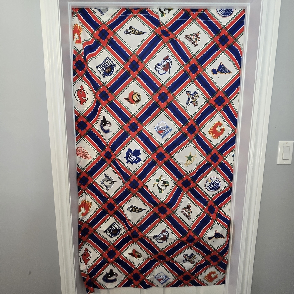 Vintage NHL Team Logo Curtains Lot Of 2 Like New. 63"x43"